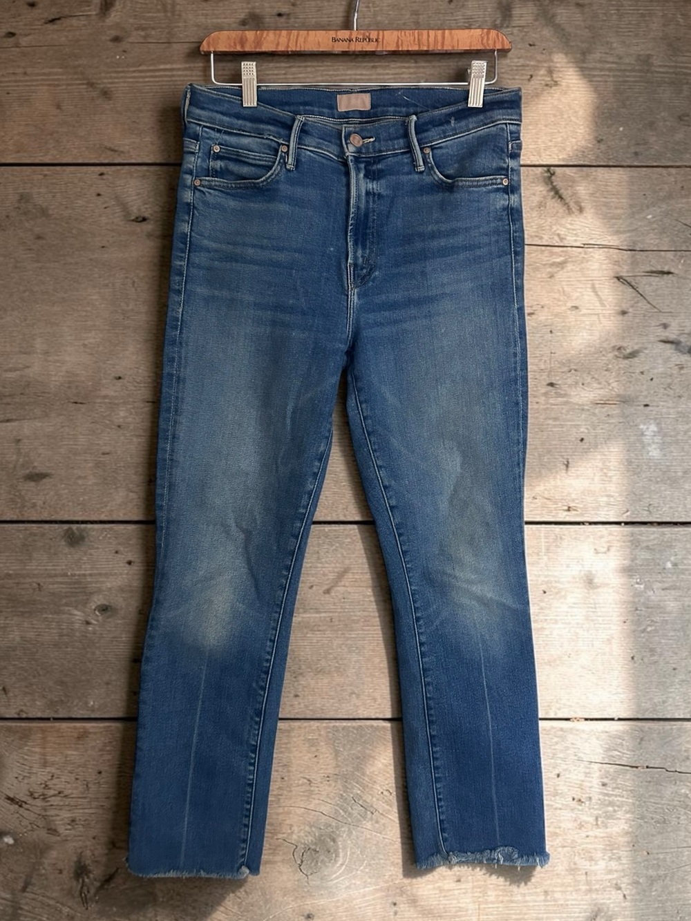 MOTHER Denim The Rascal Ankle Frame Jeans Opposites Attract Sz 29 Stretch